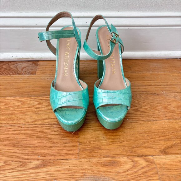Stuart Weitzman Ryder 95 Platform Sandals Capri Ice Block Heel - Picture 5 of 9